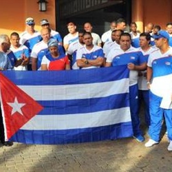 Cuban baseball team return home